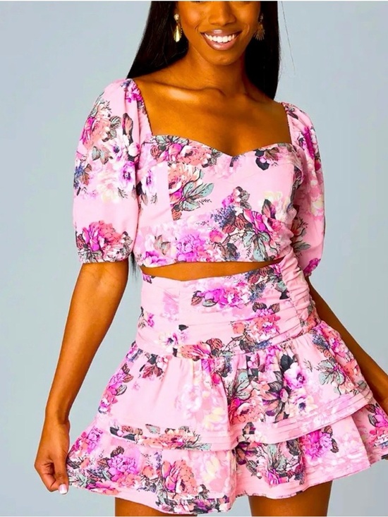 Buddy Love Dresses & Skirts - Buddy Love Pink Floral Two-Piece Top & Skirt Set